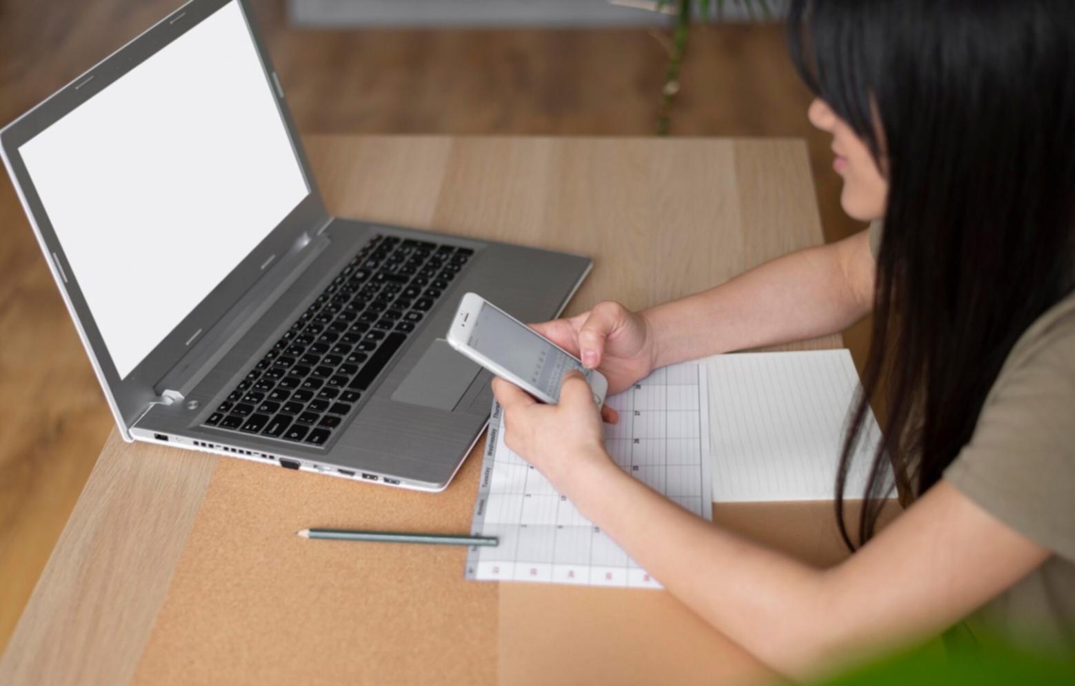 Remote workspace setup showing organized financial planning environment